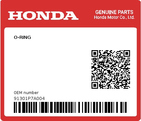 Product image: Honda - 91301P7A004 - O-RING  0