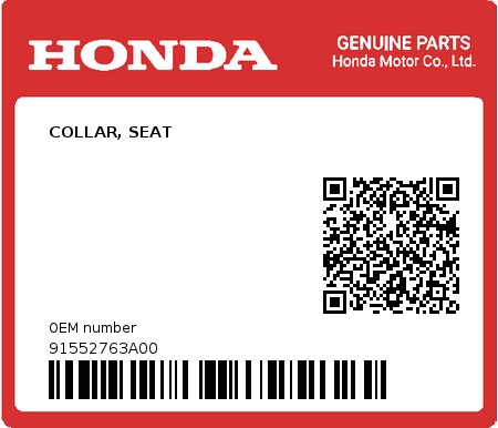 Product image: Honda - 91552763A00 - COLLAR, SEAT  0
