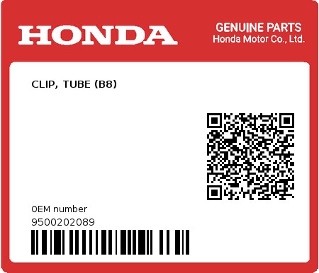 Product image: Honda - 9500202089 - CLIP, TUBE (B8)  0