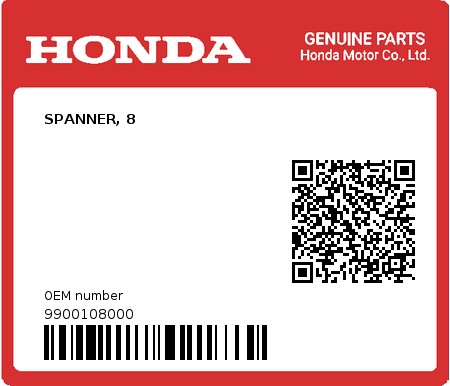 Product image: Honda - 9900108000 - SPANNER, 8  0