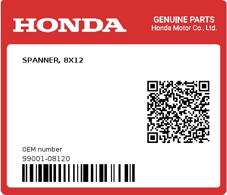 Product image: Honda - 99001-08120 - SPANNER, 8X12  0