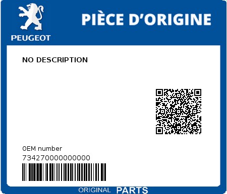 Product image: Peugeot - 734270000000000 - NO DESCRIPTION  0