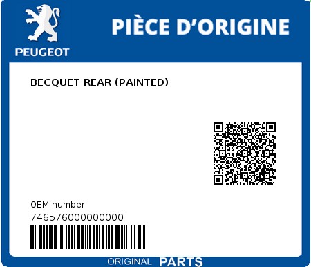 Product image: Peugeot - 746576000000000 - BECQUET REAR (PAINTED)  0