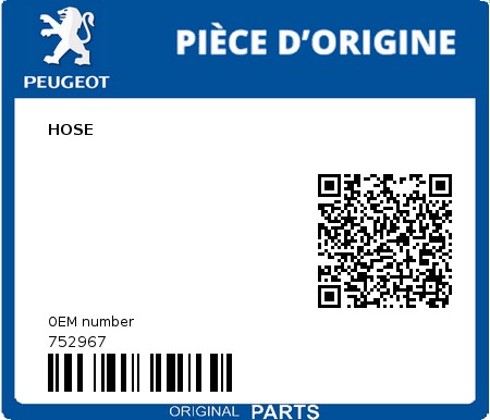 Product image: Peugeot - 752967 - HOSE  0