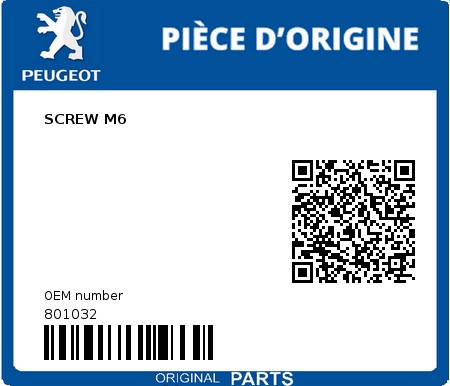 Product image: Peugeot - 801032 - SCREW M6  0