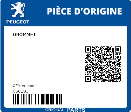 Product image: Peugeot - 066193 - GROMMET  0