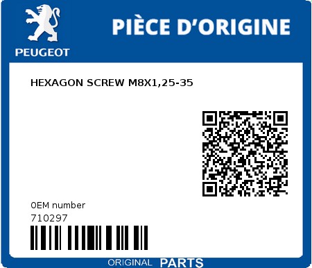 Product image: Peugeot - 710297 - HEXAGON SCREW M8X1,25-35  0