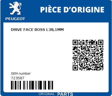 Product image: Peugeot - 723587 - DRIVE FACE BOSS L38,1MM  0