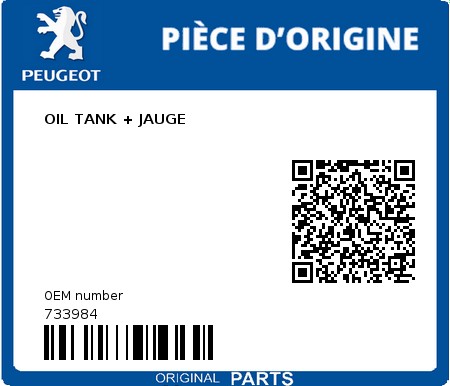 Product image: Peugeot - 733984 - OIL TANK + JAUGE  0