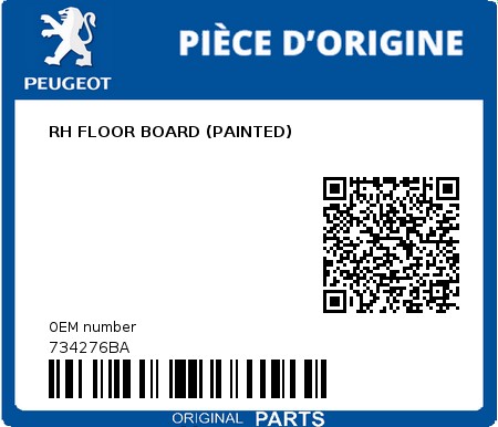 Product image: Peugeot - 734276BA - RH FLOOR BOARD (PAINTED)  0