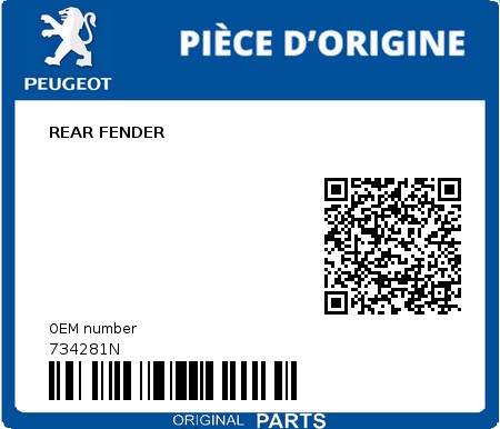 Product image: Peugeot - 734281N - REAR FENDER  0