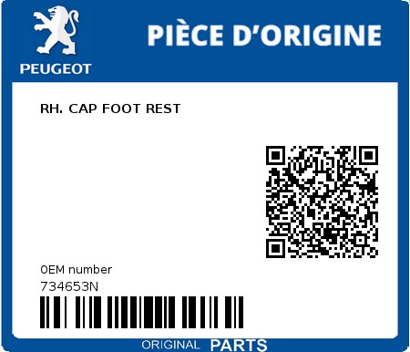 Product image: Peugeot - 734653N - RH. CAP FOOT REST  0