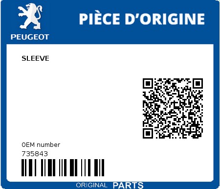 Product image: Peugeot - 735843 - SLEEVE  0
