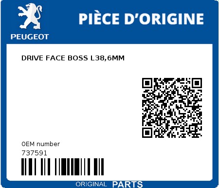 Product image: Peugeot - 737591 - DRIVE FACE BOSS L38,6MM  0