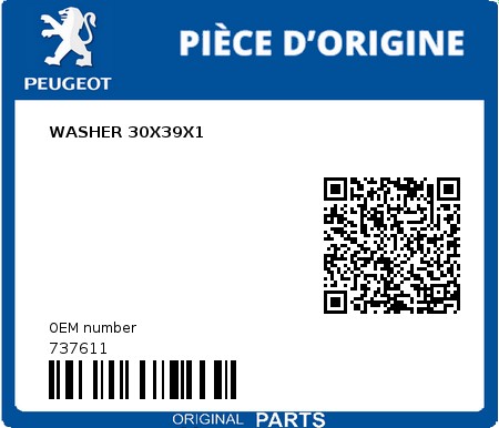 Product image: Peugeot - 737611 - WASHER 30X39X1  0