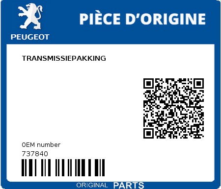 Product image: Peugeot - 737840 - TRANSMISSIEPAKKING  0