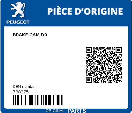 Product image: Peugeot - 738375 - BRAKE CAM D9  0