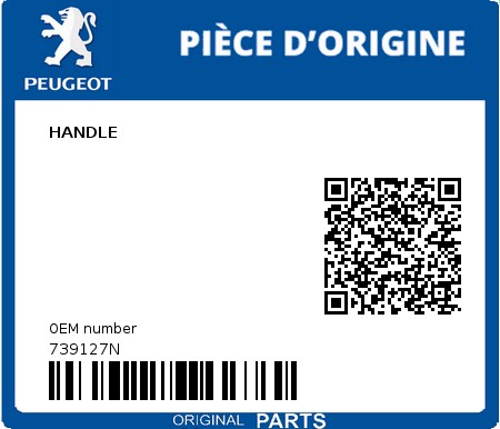 Product image: Peugeot - 739127N - HANDLE  0