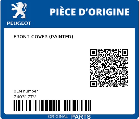 Product image: Peugeot - 740317TV - FRONT COVER (PAINTED)  0