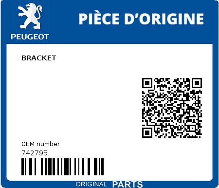Product image: Peugeot - 742795 - BRACKET  0