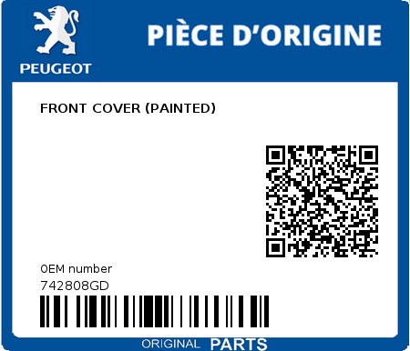 Product image: Peugeot - 742808GD - FRONT COVER (PAINTED)  0