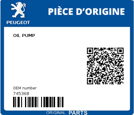 Product image: Peugeot - 745368 - OIL PUMP  0