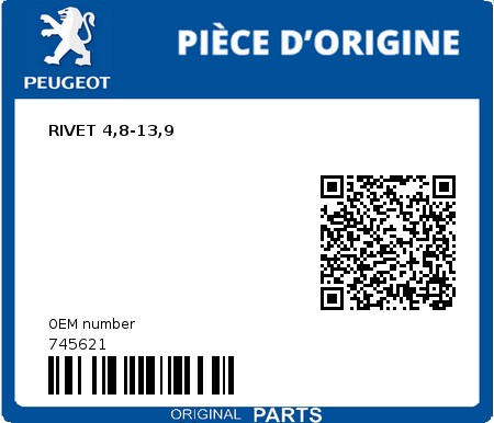 Product image: Peugeot - 745621 - RIVET 4,8-13,9  0