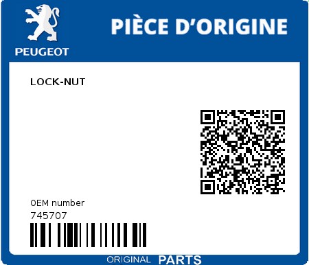 Product image: Peugeot - 745707 - LOCK-NUT  0
