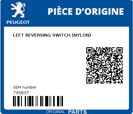 Product image: Peugeot - 745837 - LEFT REVERSING SWITCH (NYLON)  0