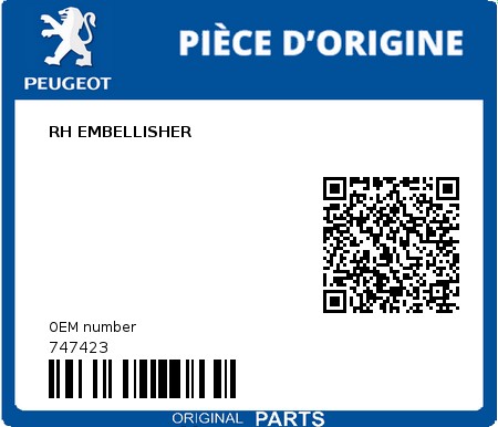Product image: Peugeot - 747423 - RH EMBELLISHER  0