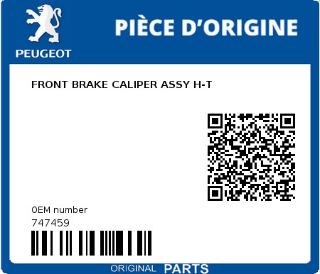 Product image: Peugeot - 747459 - FRONT BRAKE CALIPER ASSY H-T  0