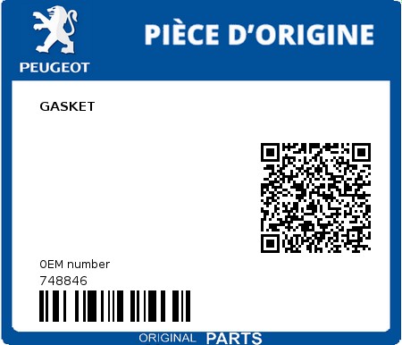 Product image: Peugeot - 748846 - GASKET  0