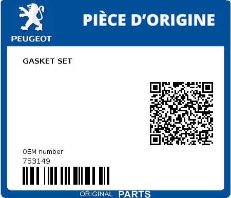 Product image: Peugeot - 753149 - GASKET SET  0