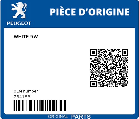 Product image: Peugeot - 754183 - WHITE 5W  0