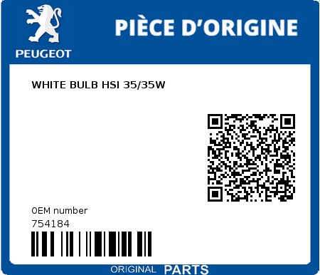 Product image: Peugeot - 754184 - WHITE BULB HSI 35/35W  0