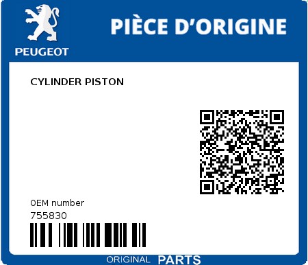 Product image: Peugeot - 755830 - CYLINDER PISTON  0