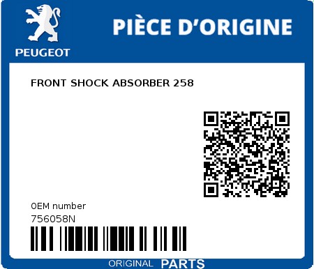 Product image: Peugeot - 756058N - FRONT SHOCK ABSORBER 258  0