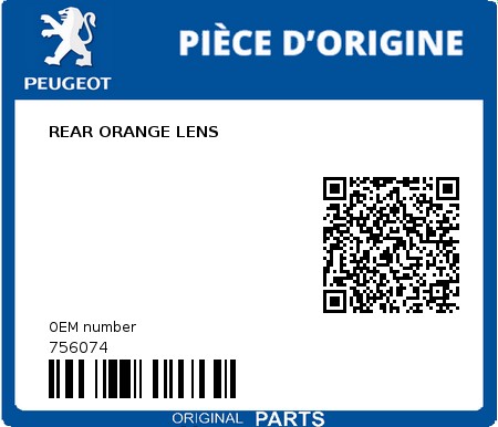 Product image: Peugeot - 756074 - REAR ORANGE LENS  0