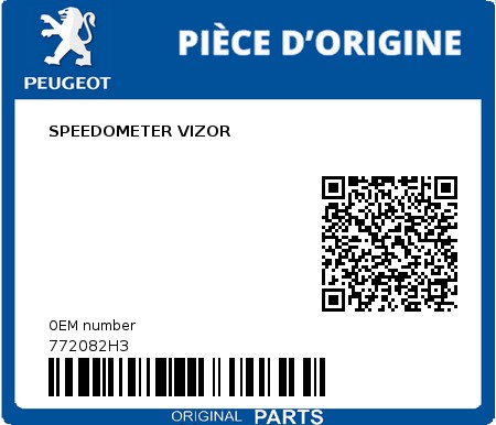 Product image: Peugeot - 772082H3 - SPEEDOMETER VIZOR  0