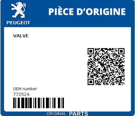Product image: Peugeot - 772524 - VALVE  0