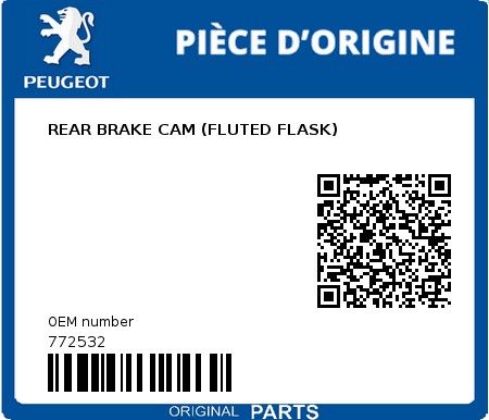Product image: Peugeot - 772532 - REAR BRAKE CAM (FLUTED FLASK)  0