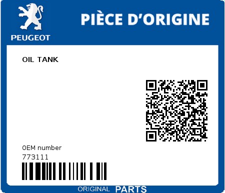 Product image: Peugeot - 773111 - OIL TANK  0