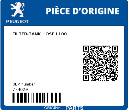 Product image: Peugeot - 774029 - FILTER-TANK HOSE L100  0