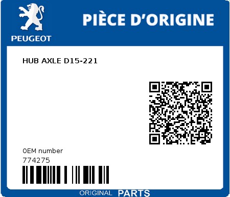 Product image: Peugeot - 774275 - HUB AXLE D15-221  0