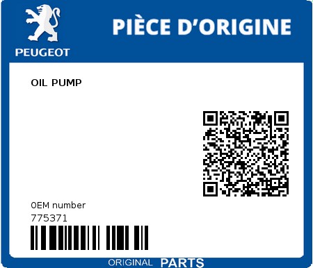 Product image: Peugeot - 775371 - OIL PUMP  0