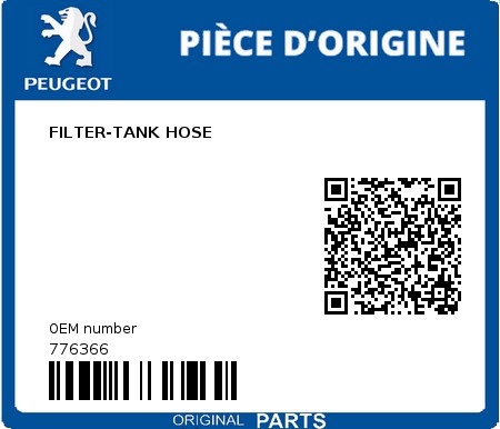 Product image: Peugeot - 776366 - FILTER-TANK HOSE  0