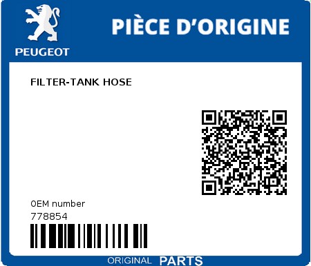Product image: Peugeot - 778854 - FILTER-TANK HOSE  0