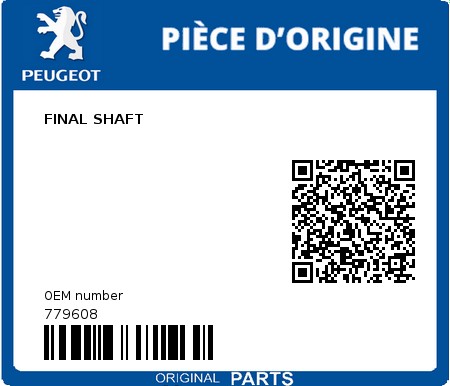Product image: Peugeot - 779608 - FINAL SHAFT  0