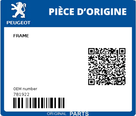 Product image: Peugeot - 781922 - FRAME  0