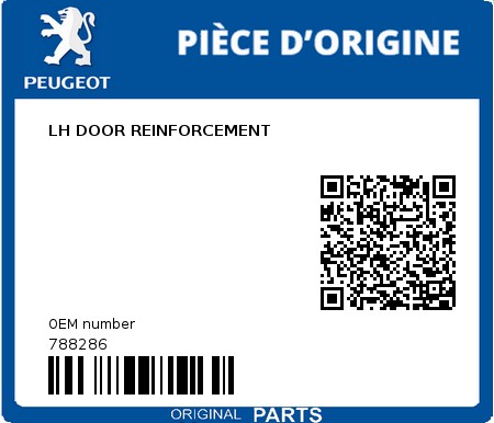 Product image: Peugeot - 788286 - LH DOOR REINFORCEMENT  0